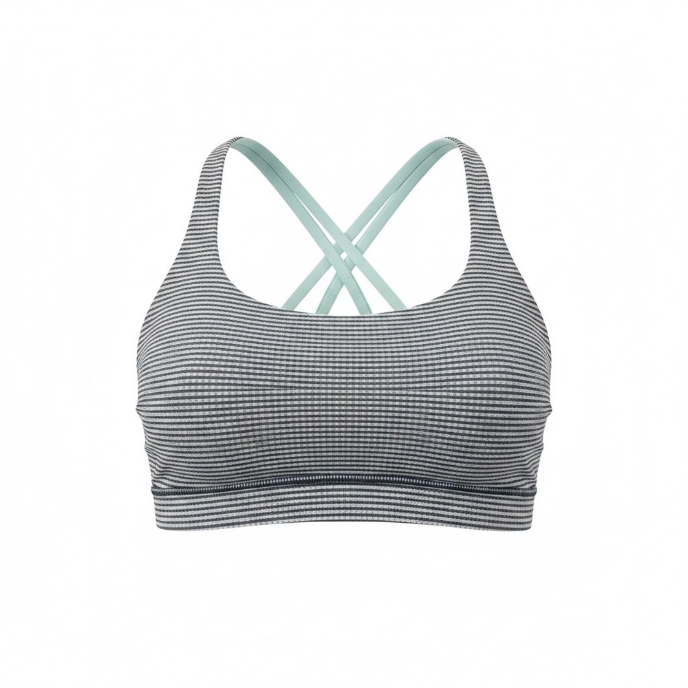 Lululemon Free To Be Wild Sports Bra Black White Stripe Mint Strappy Back Size 6